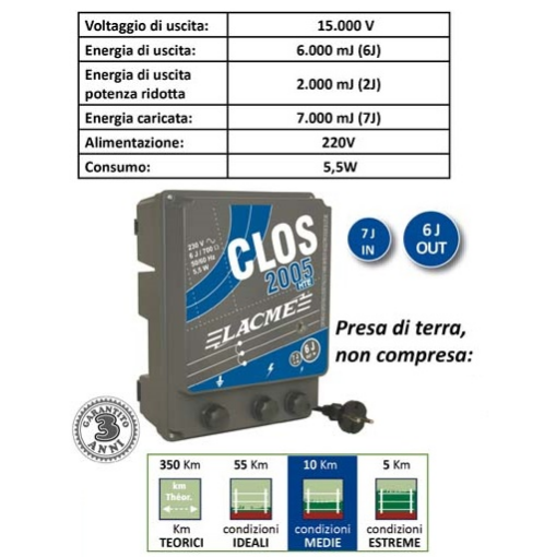 Elettrificatore Lacme Recinto Clos 2000 220V 4000Mj