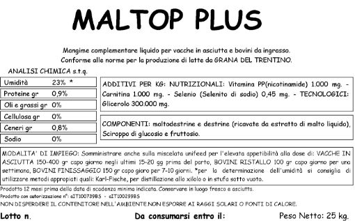 Immagine di Maltop PLUS Tanica kg.25 - 717634 Mangime per vacche da latte conforme alle norme per la produzione di latte da TRENTINGRANA e FORMAGGI MARCHIO QUALITA TRENTINO